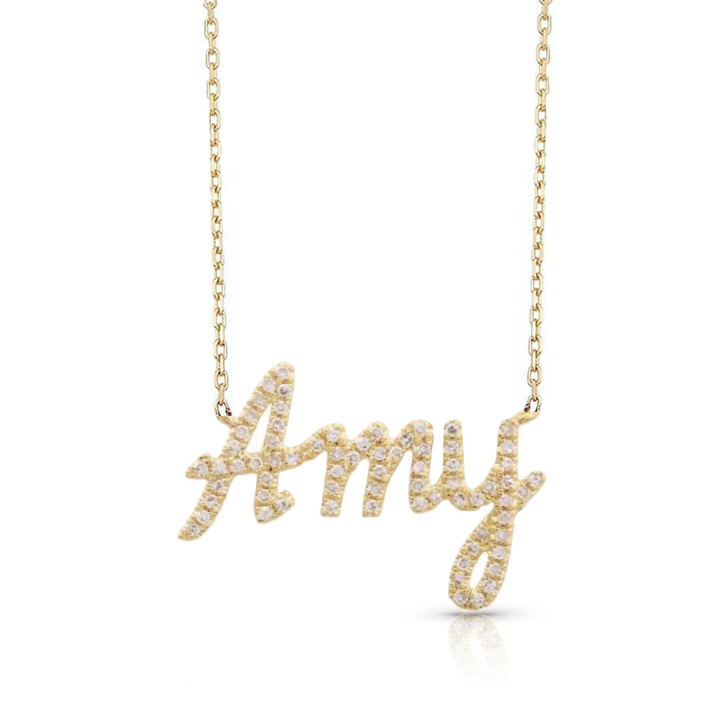 Pave diamond shop name necklace